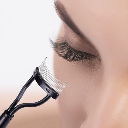 Eyelash Separator Metal Teeth Straight Eyelash Curler Beauty Makeup Stainless Eyelash Brush Comb Mascara Curl Makeup Tool