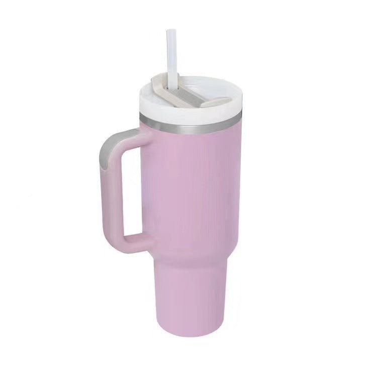 40 oz Tumbler With Handle Lid and Straw Insulated Stainless Steel Dupe Travel Mug Iced Coffee Cup for Hot and Cold Water 40oz
