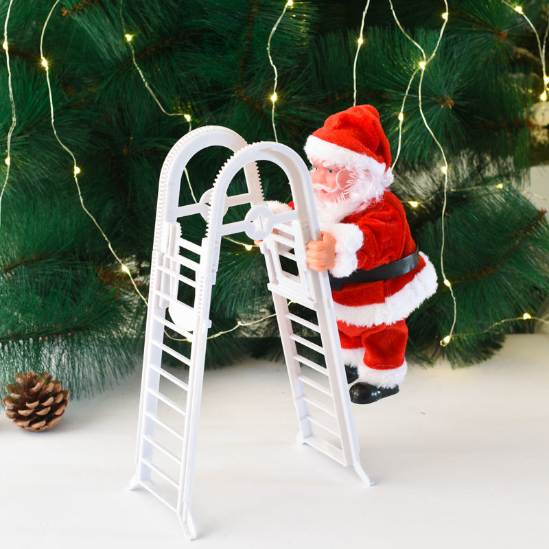 Electric Climbing Santa Christmas Ornament On Rope Ladder Christmas Tree Indoor