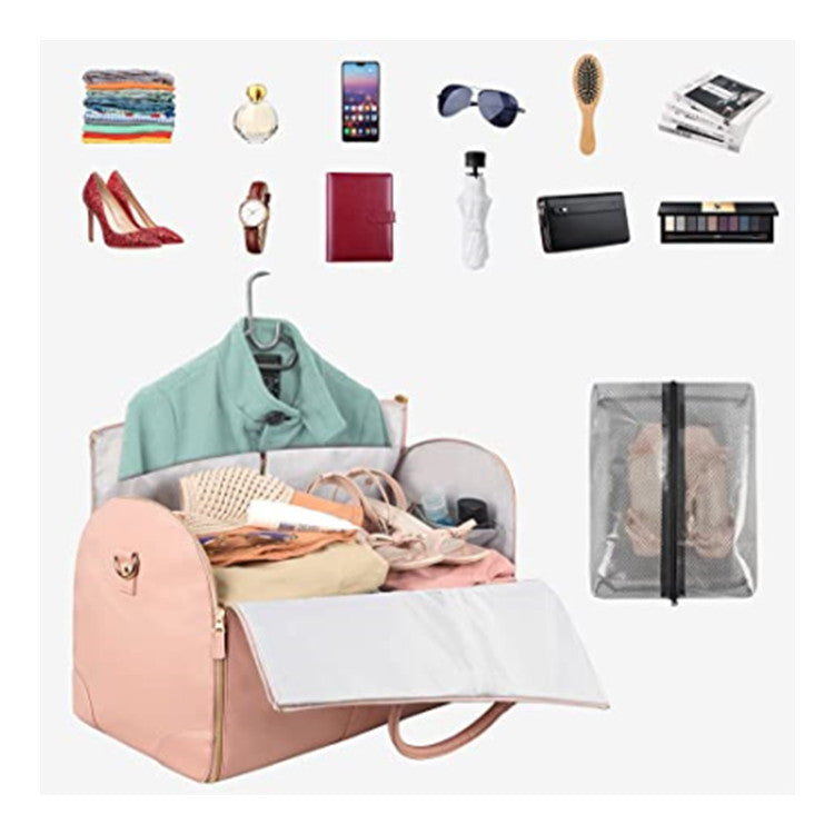 Fashion Large PU Folding Suit Storage Bag Women High Capacity Luggage Handbag Travel Sport Outdoor Multi Function Organizer