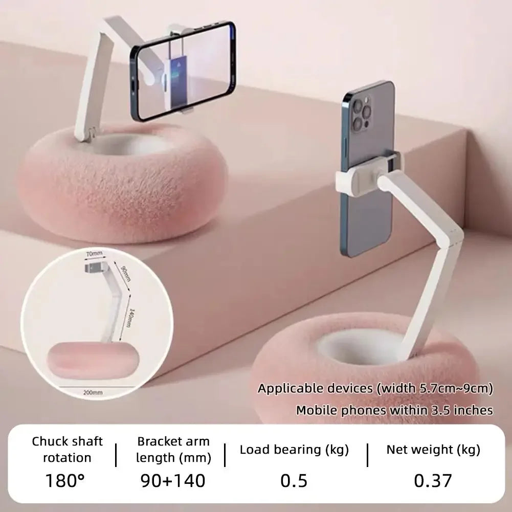 Plush Pillow Phone Tablet Bracket Desktop Stand Adjustable Length Angle For Live Streaming Video Chat Lazy Tablet Holder