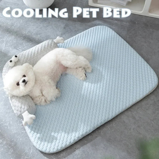 Cooling Dog Bed Mat Soft Puppy Bed Breathable Pet Sleeping Mat for Small Dogs Detachable Pet Ice Silk Pad Dog Accessories