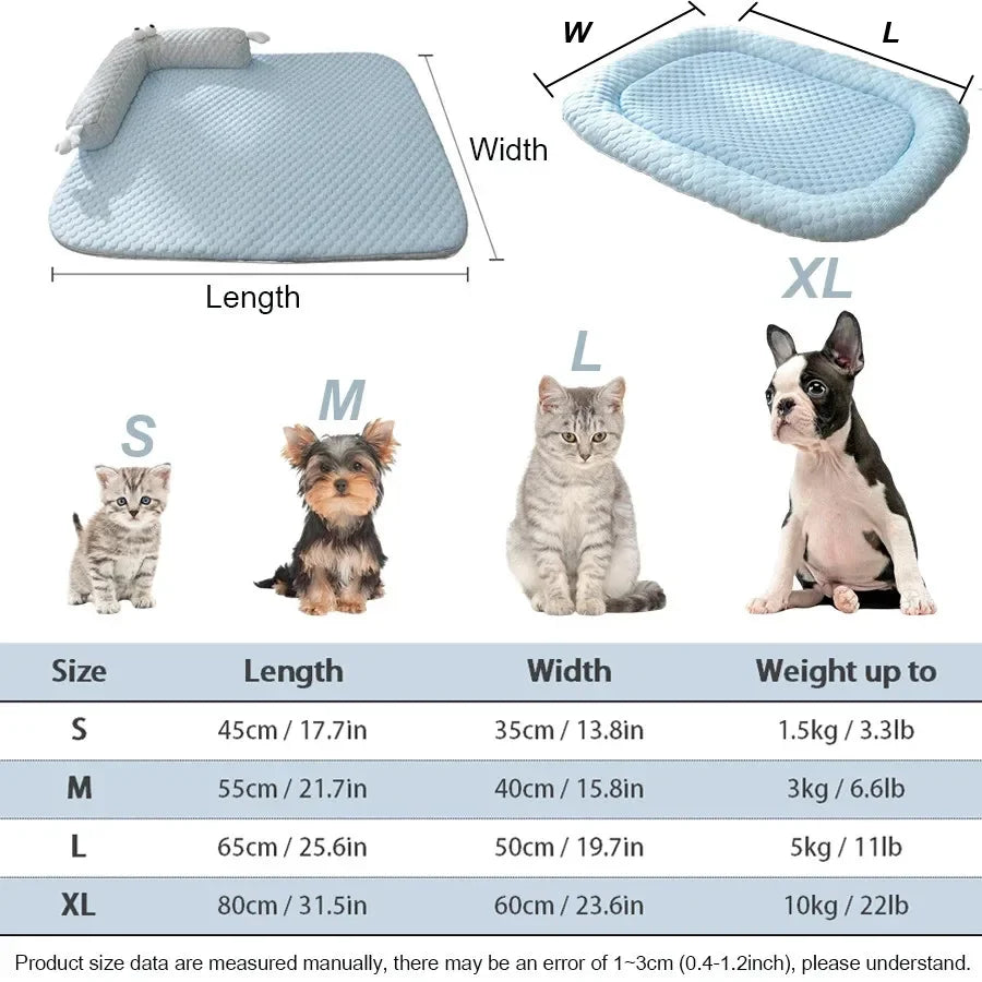 Cooling Dog Bed Mat Soft Puppy Bed Breathable Pet Sleeping Mat for Small Dogs Detachable Pet Ice Silk Pad Dog Accessories