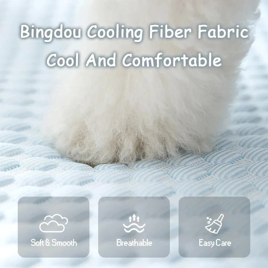 Cooling Dog Bed Mat Soft Puppy Bed Breathable Pet Sleeping Mat for Small Dogs Detachable Pet Ice Silk Pad Dog Accessories