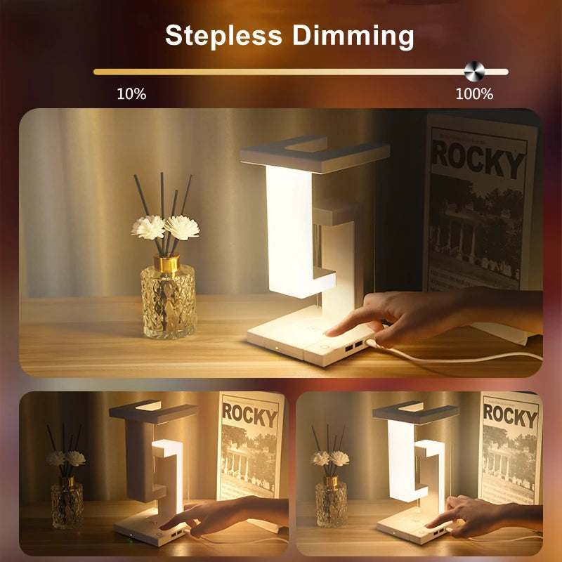 Anti-Gravity Table Light Stepless Dimming Suspended USB Romantic Night Lamps Lighting Ornaments Wireless Charger Home Decor