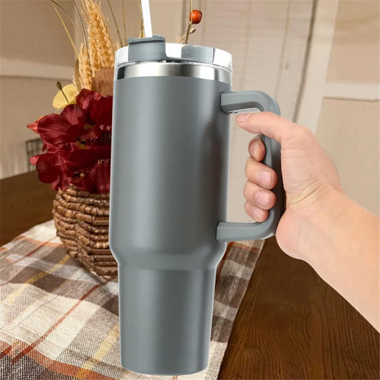 40 oz Tumbler With Handle Lid and Straw Insulated Stainless Steel Dupe Travel Mug Iced Coffee Cup for Hot and Cold Water 40oz