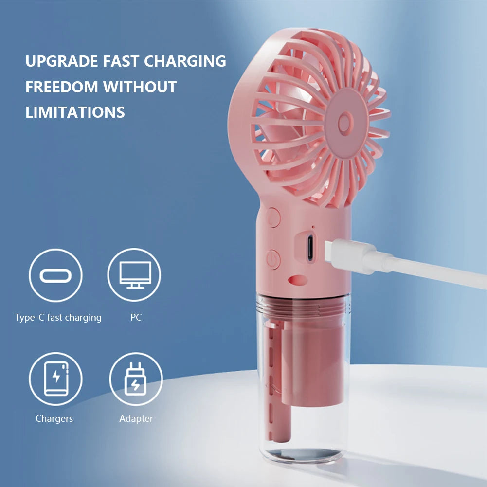 Portable Handheld Fan Mini Water Humidifier Fan Rechargeable Usb Spray Mist Fan Small Powerful Air Cooler for Home Outdoor Trip