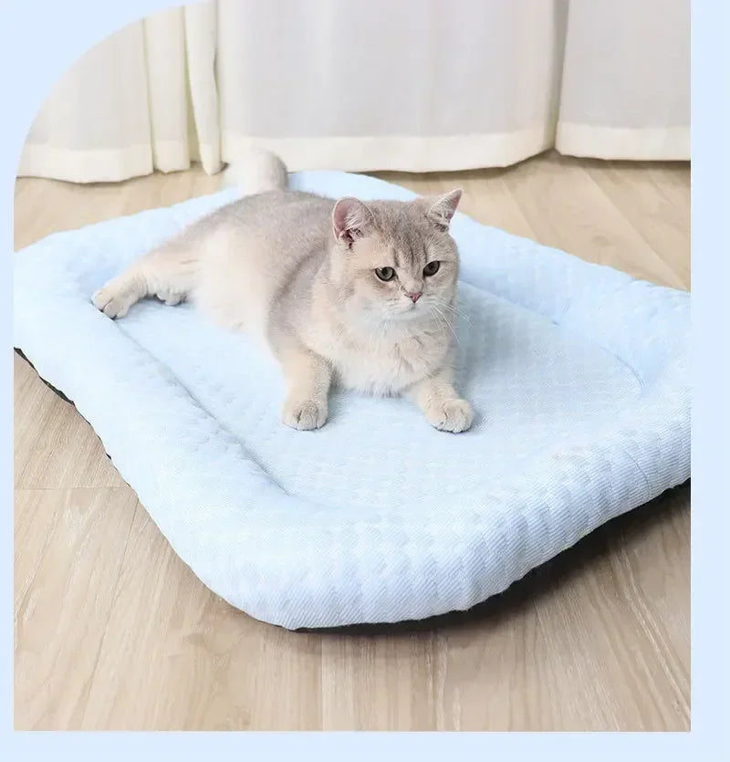 Cooling Dog Bed Mat Soft Puppy Bed Breathable Pet Sleeping Mat for Small Dogs Detachable Pet Ice Silk Pad Dog Accessories