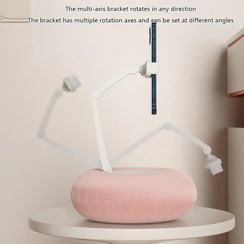 Plush Pillow Phone Tablet Bracket Desktop Stand Adjustable Length Angle For Live Streaming Video Chat Lazy Tablet Holder