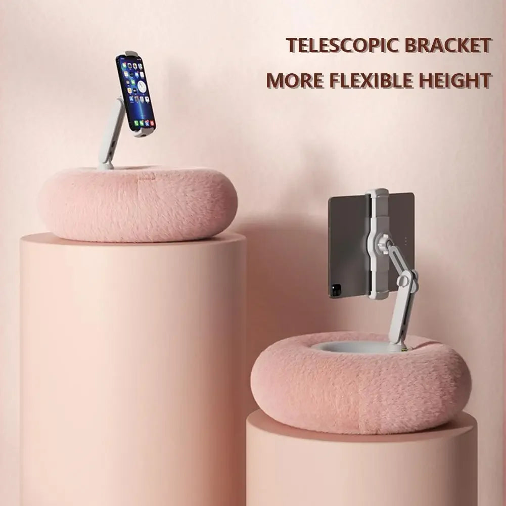 Plush Pillow Phone Tablet Bracket Desktop Stand Adjustable Length Angle For Live Streaming Video Chat Lazy Tablet Holder