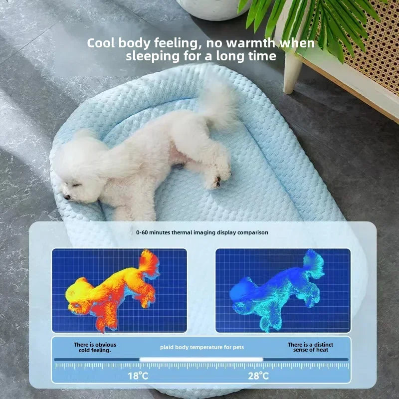 Cooling Dog Bed Mat Soft Puppy Bed Breathable Pet Sleeping Mat for Small Dogs Detachable Pet Ice Silk Pad Dog Accessories