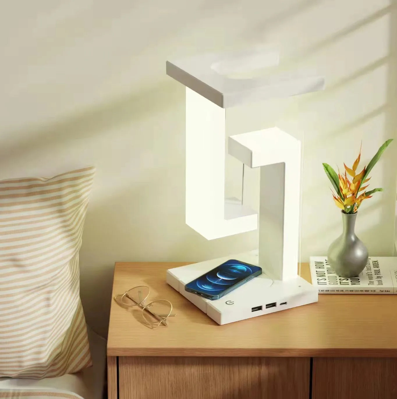 Anti-Gravity Table Light Stepless Dimming Suspended USB Romantic Night Lamps Lighting Ornaments Wireless Charger Home Decor
