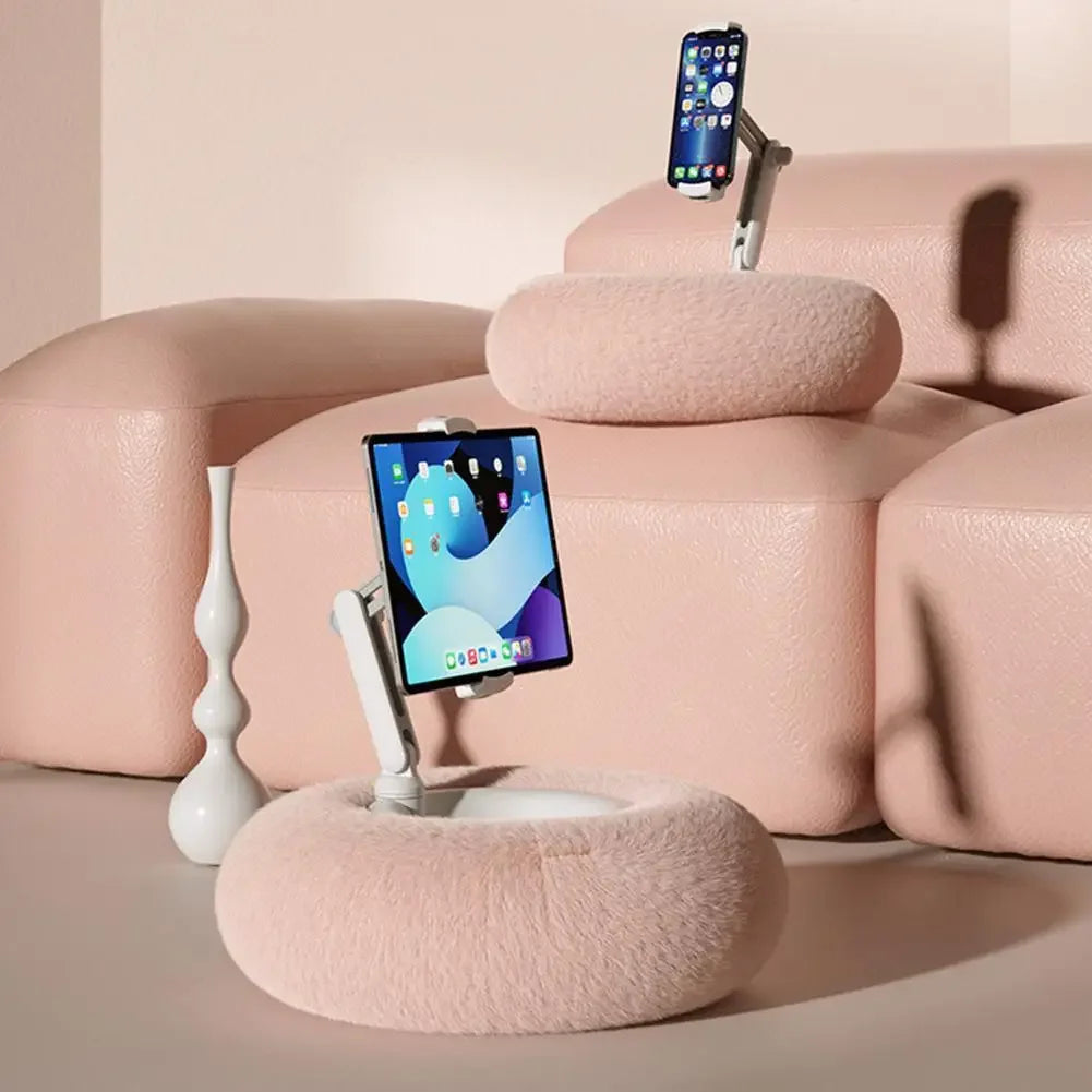 Plush Pillow Phone Tablet Bracket Desktop Stand Adjustable Length Angle For Live Streaming Video Chat Lazy Tablet Holder