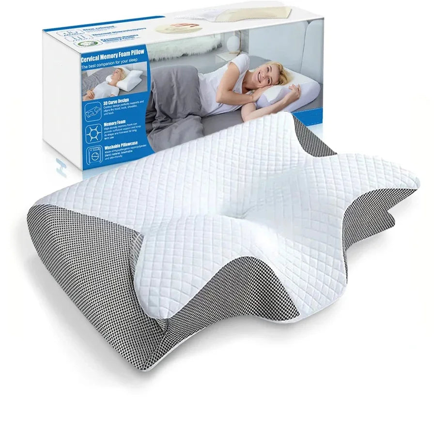 Memory Foam Cervical Pillow, 2 In 1 Ergonomic Contour Orthopedic Pillow For Neck Pain, Contoured Support Pillows, Neck Pillow