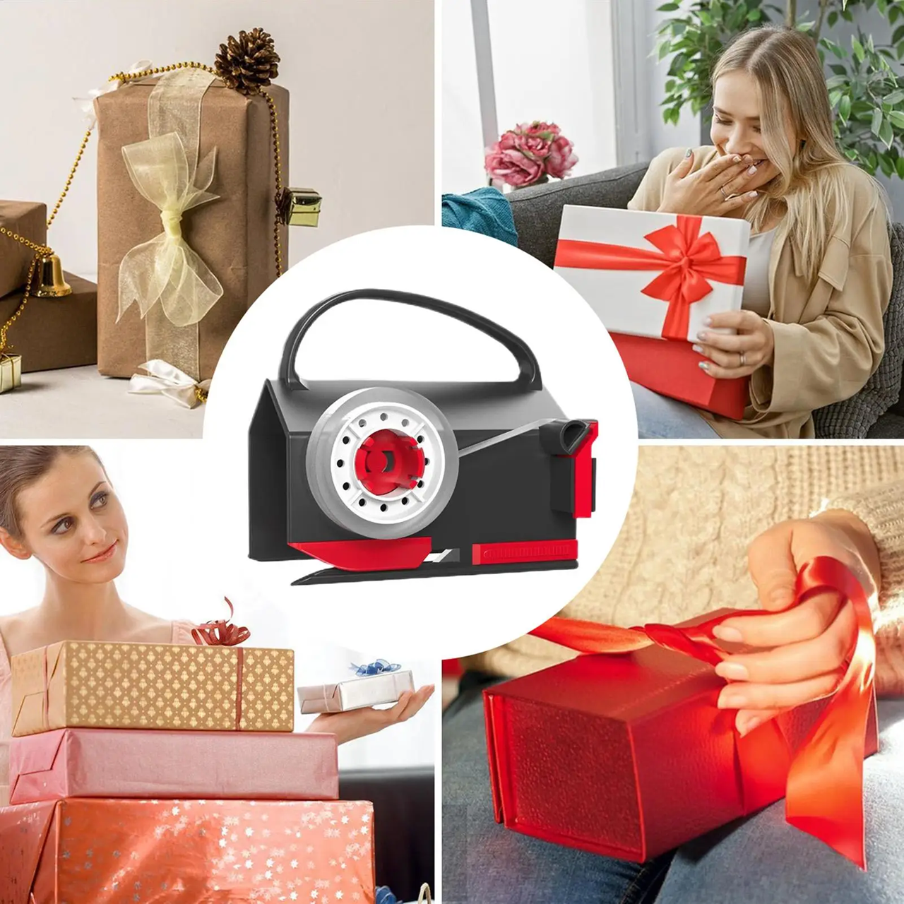 Paper Cutter Drum Packaging Paper Tape Handle for Various Gifts Box Packaging Christmas